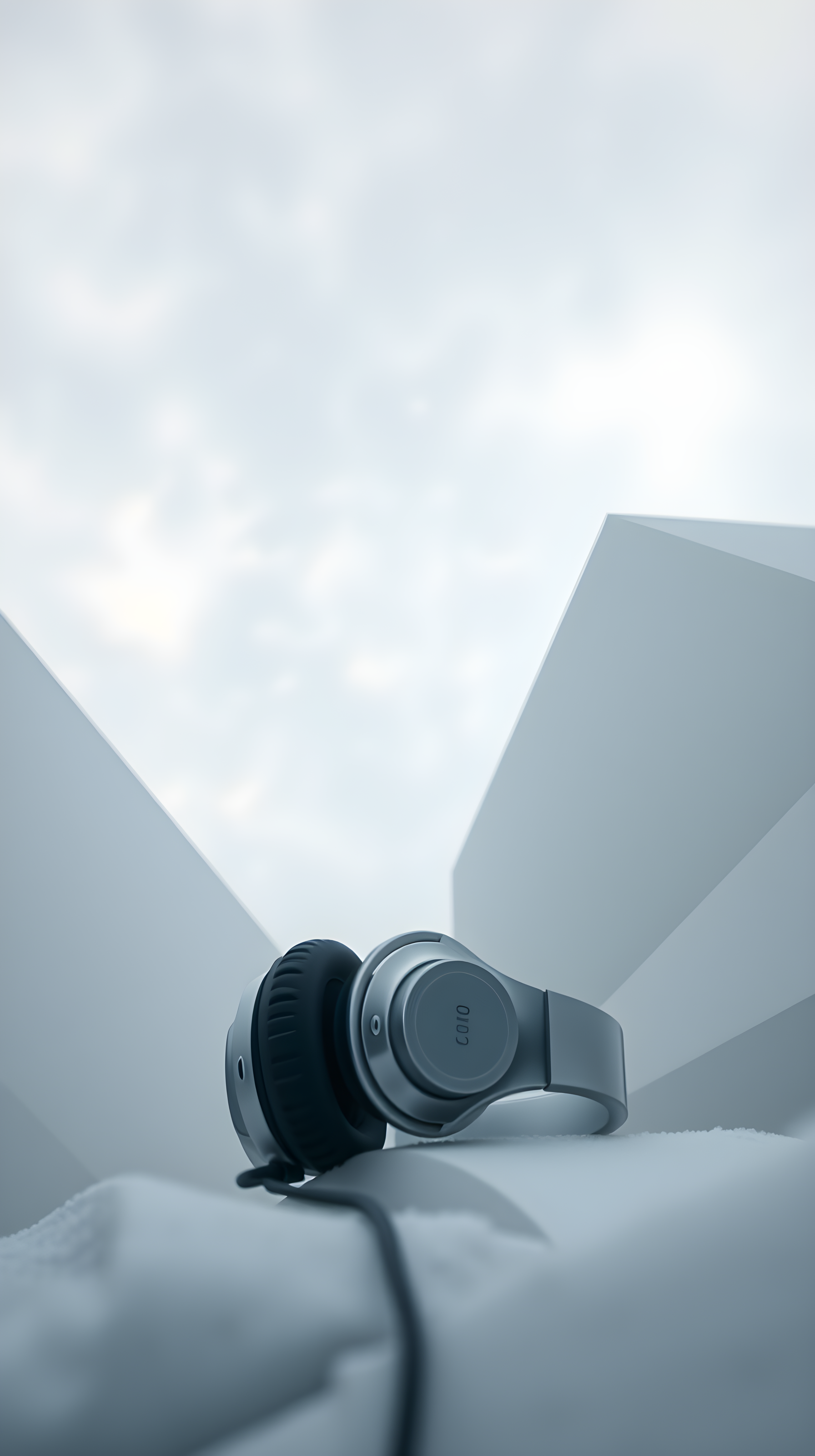 Minimalist Grey Headphones Aesthetic Mobile Wallpaper, headphones, minimalist, grey, white, modern, aesthetic