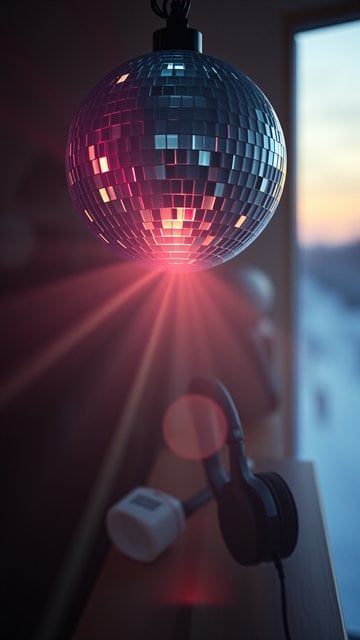 Neon Disco Ball & Music Vibes Wallpaper