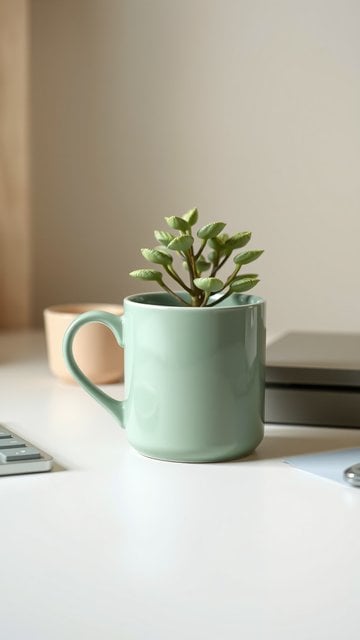 Minimalist Desk Plant Mug Wallpaper