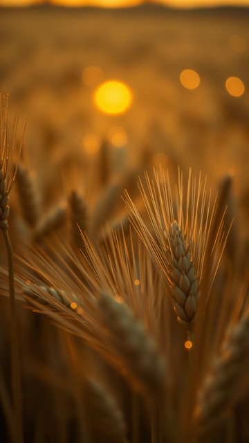 Golden Wheat Field Sunset Bokeh Wallpaper