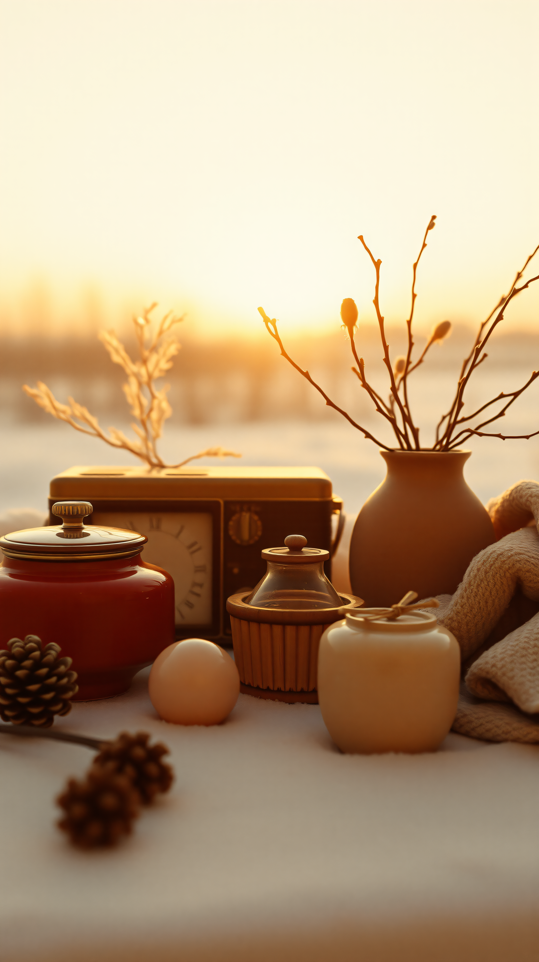 Golden Hour Cozy Still Life Wallpaper, cozy, still life, golden hour, warm tones, aesthetic, vintage
