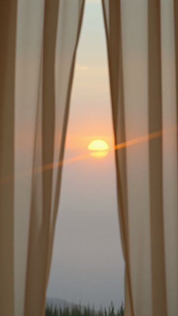 Dreamy Sunrise Through Curtains Aesthetic Wallpaper
