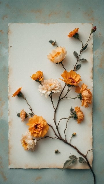 Vintage Floral Paper Aesthetic Wallpaper