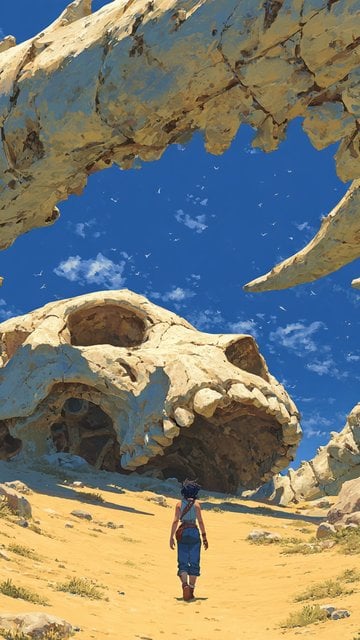 Desert Explorer Under Ancient Bone Arch