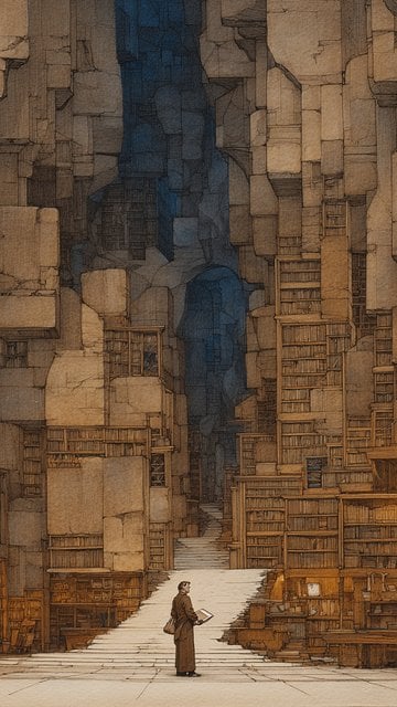 Lost Library City Abyss Medieval Scholar