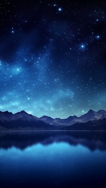 Starry Night Lake Mountains Mobile Wallpaper