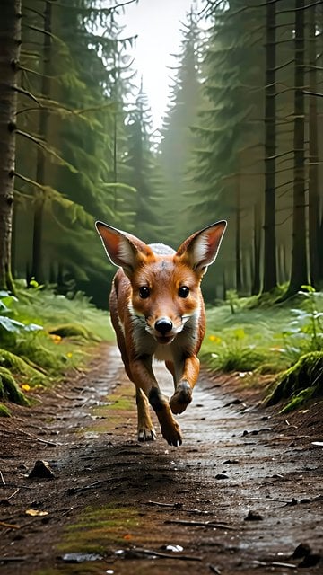 Energetic Fox Running Forest Path Wallpaper