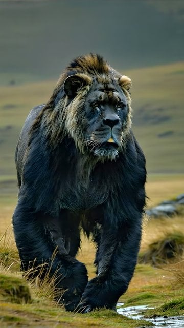 Majestic Black Lion Gorilla Hybrid Walking Wallpaper