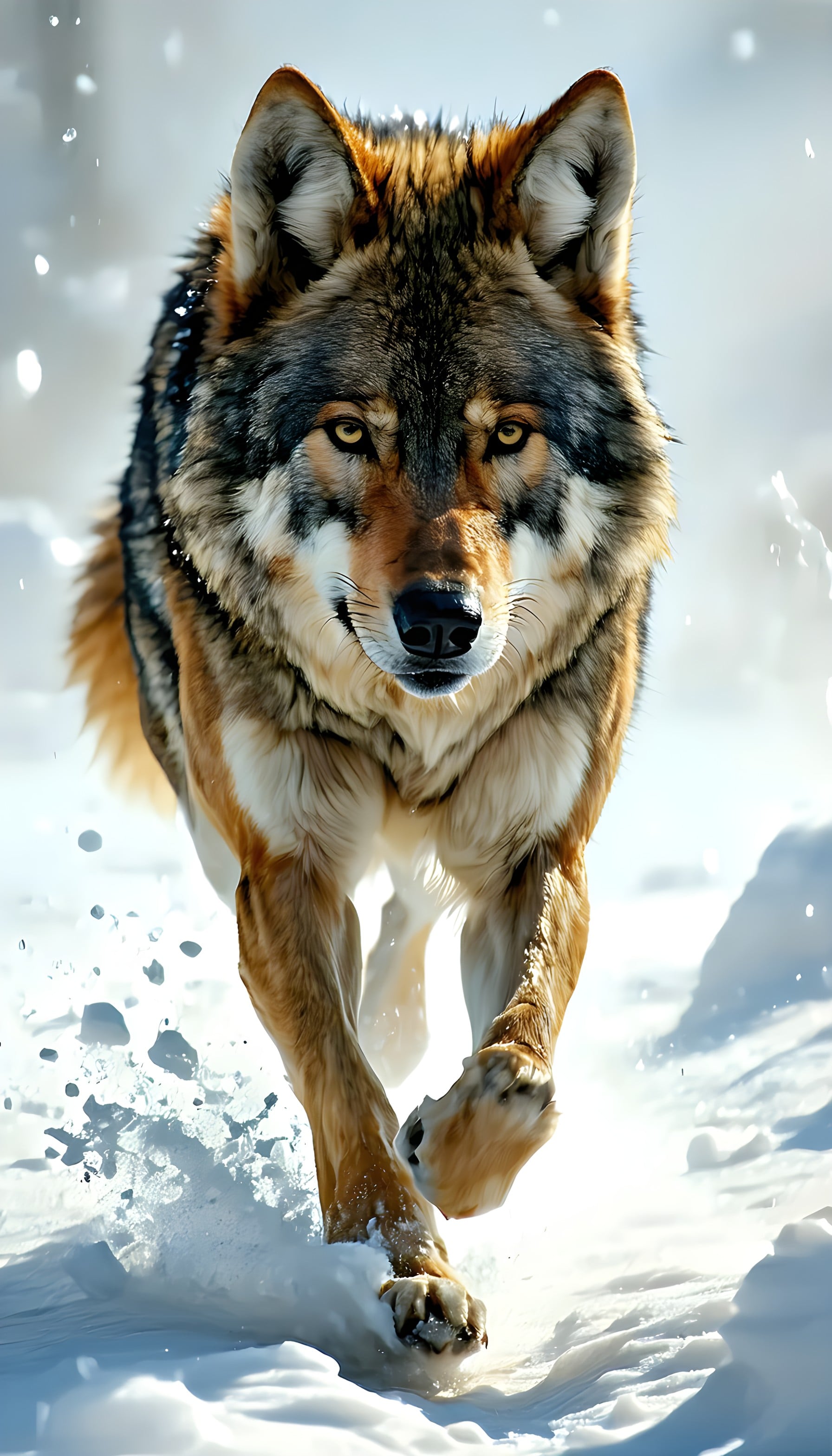 Majestic Wolf Sprinting Through Winter Snow Wallpaper, wolf, wildlife, snow, winter, animal, predator