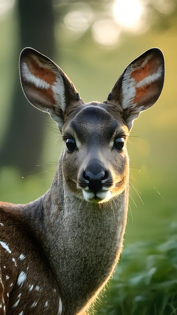 Adorable Fawn Portrait in Golden Sunlight