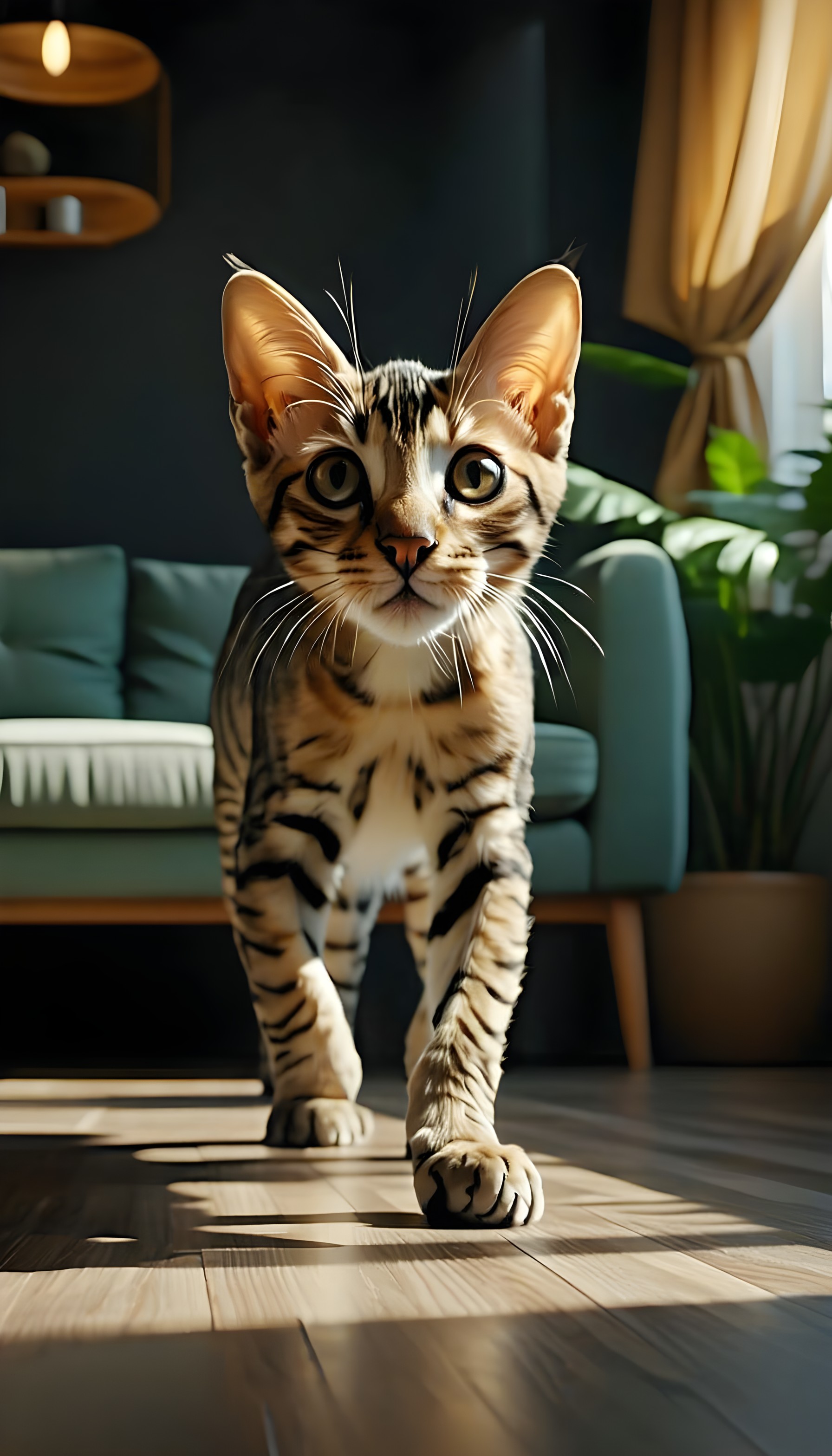 Adorable Bengal Kitten Walking | Sunny Home Wallpaper, kitten, bengal cat, cute, pet, animal, sunny