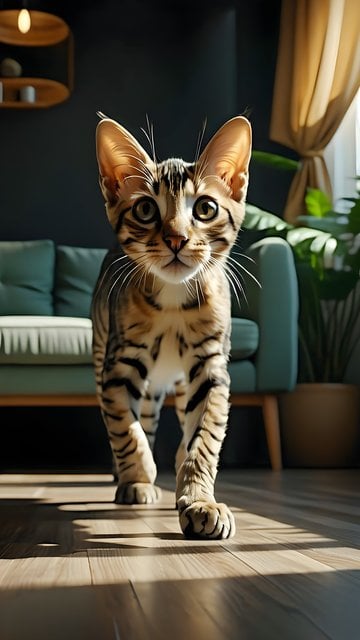 Adorable Bengal Kitten Walking | Sunny Home Wallpaper