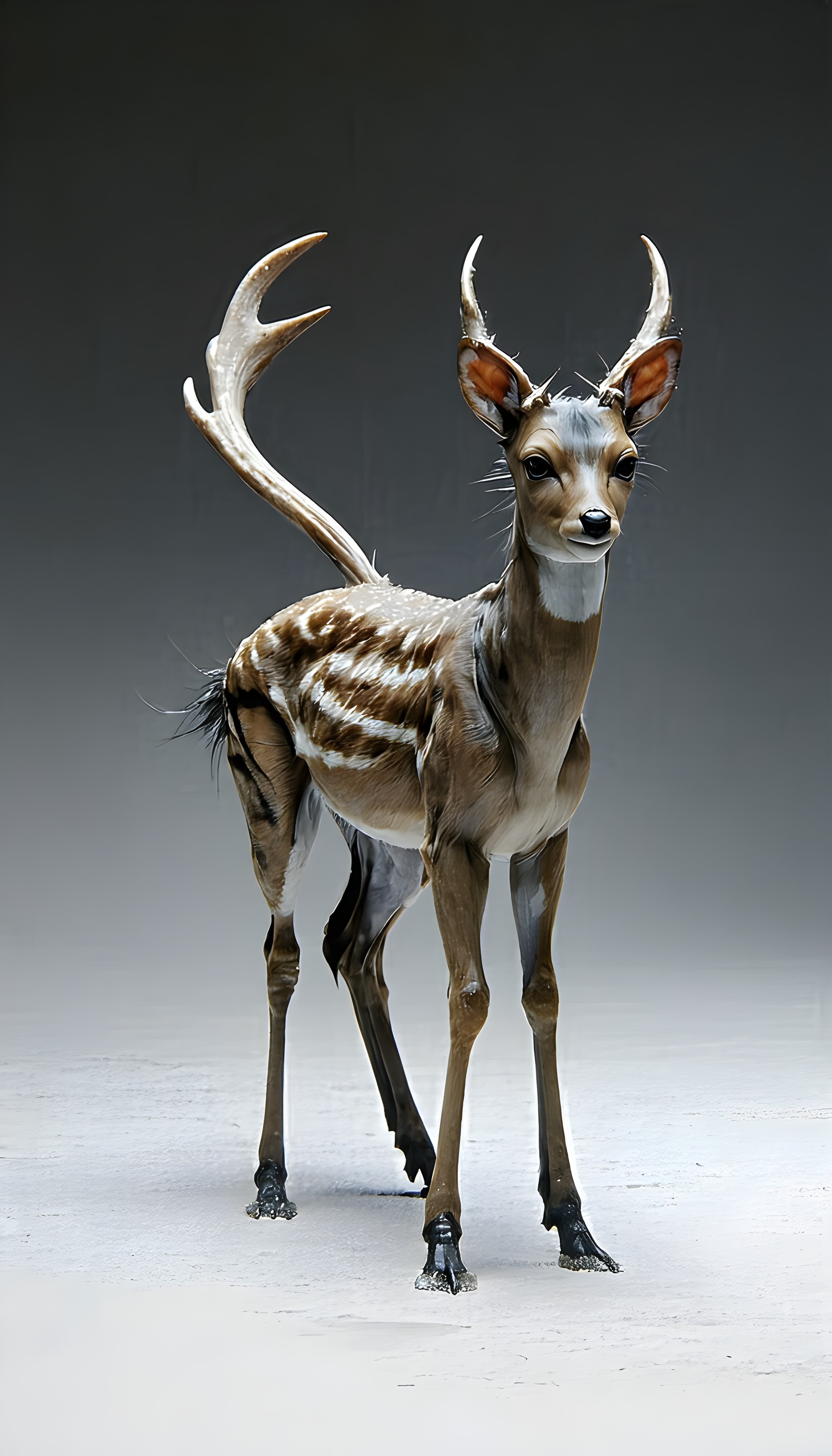 Enigmatic Striped Antlered Creature Wallpaper, fantasy, creature, deer, mythical, striped, antlers