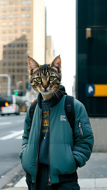 Urban Cat Hybrid Street Style Portrait