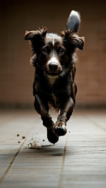 Energetic Dog Sprint: Dynamic Puppy Action Wallpaper