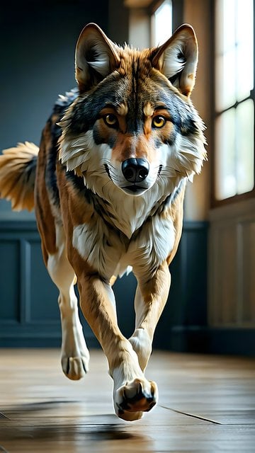 Majestic Wolf Striking Pose Mobile Wallpaper