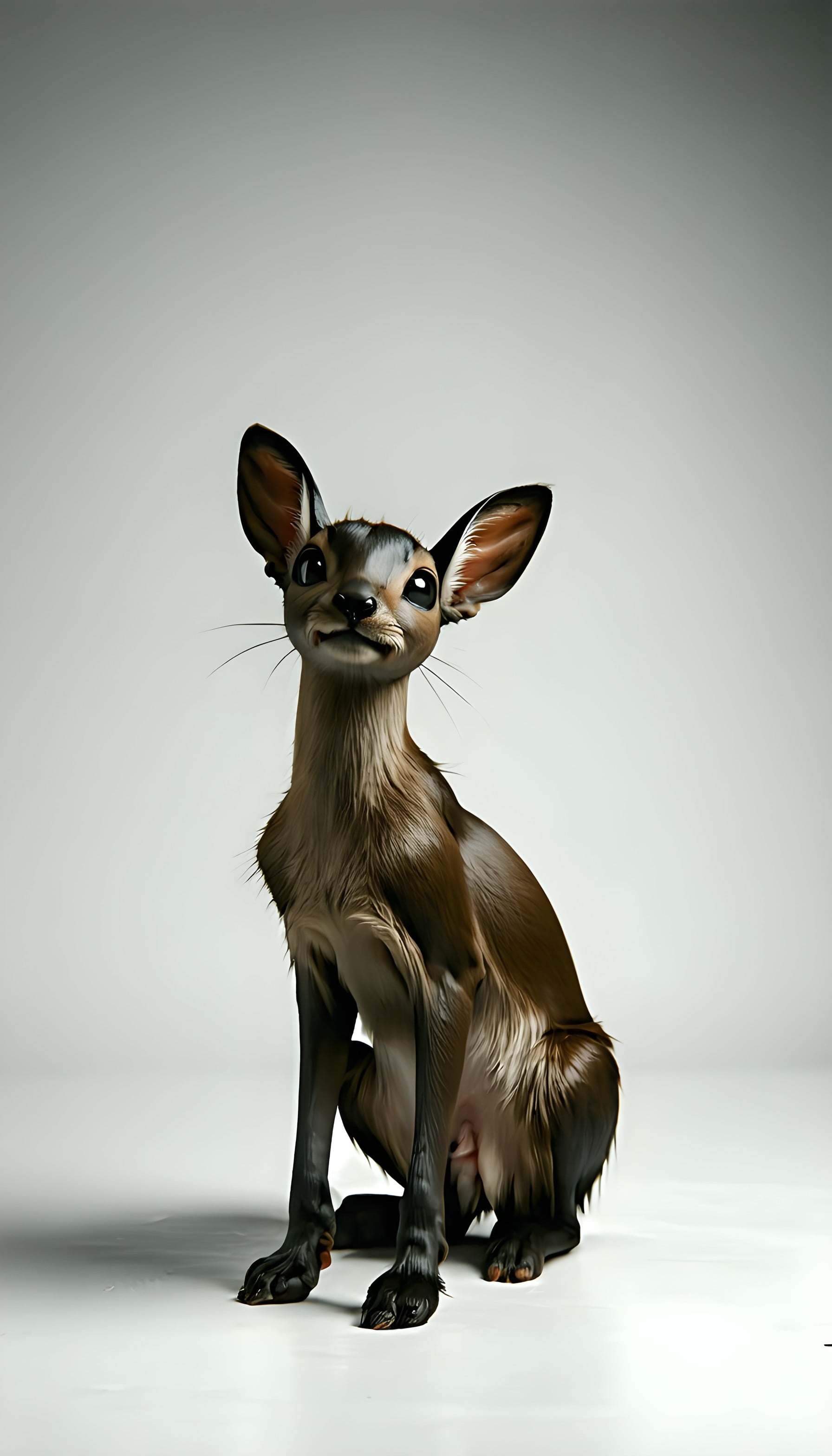 Cute Stylized Fantasy Creature Studio Wallpaper, cute animal, fantasy creature, big ears, digital art, studio shot, brown