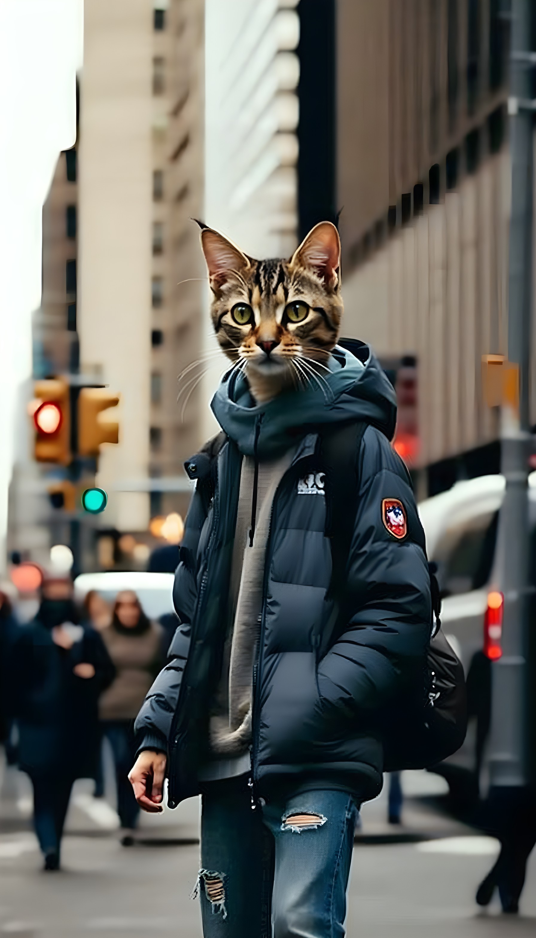 Urban Cat Street Style Aesthetic Wallpaper, cat, street style, urban aesthetic, surreal, fashion, trendy