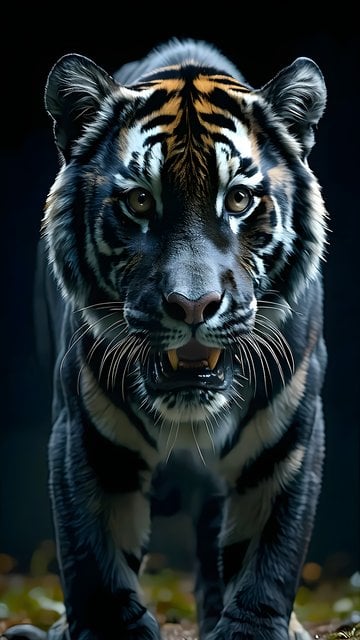 Majestic Dark Tiger Glowing Eyes Wildlife Wallpaper
