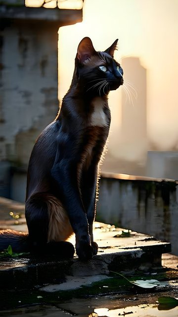 Regal Cat at Golden Hour Backlit Portrait