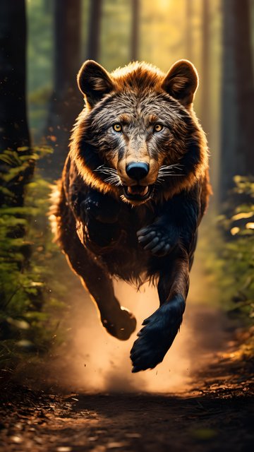 Majestic Wolf Sprinting Forest Golden Hour Wallpaper