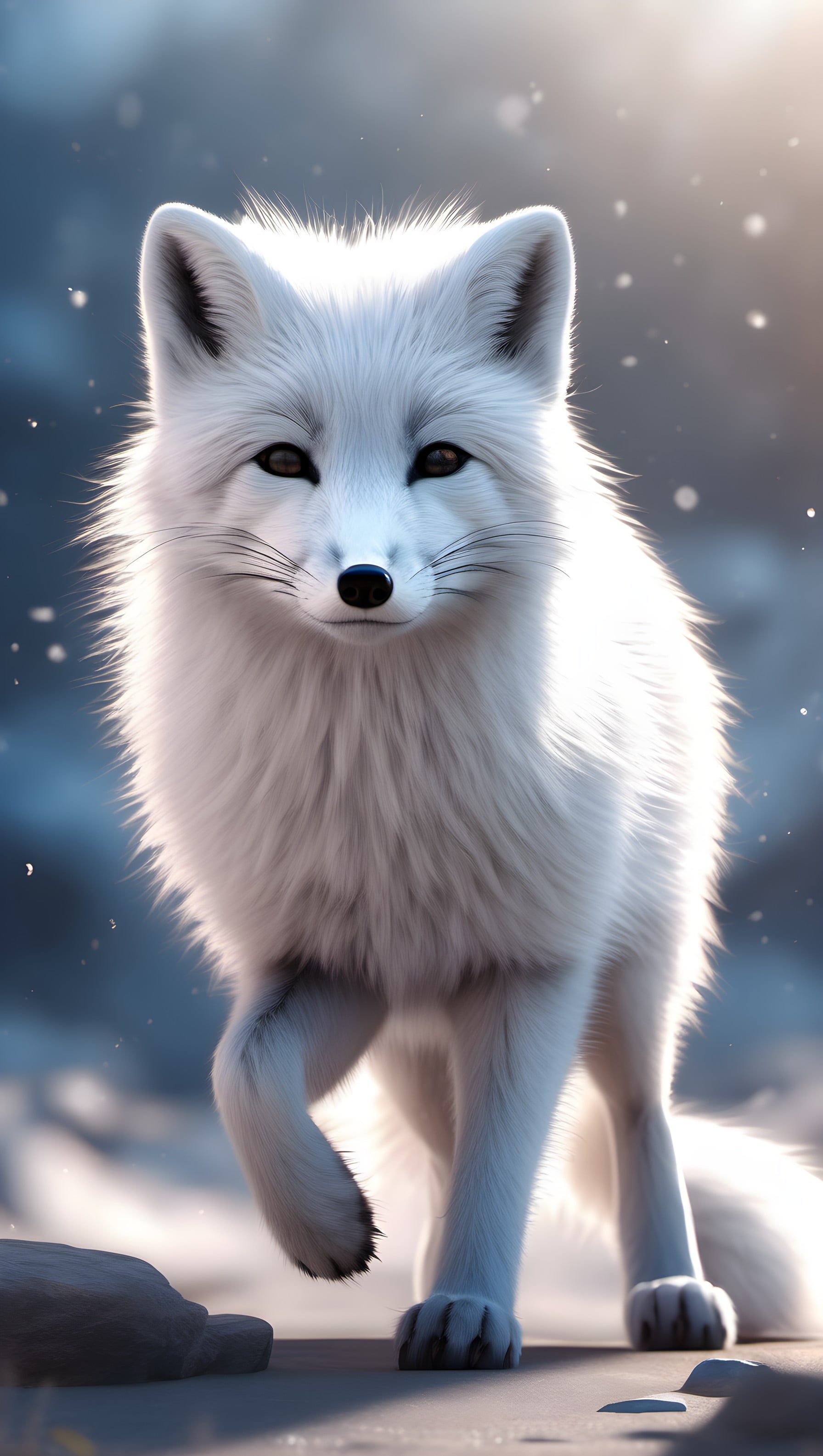 Elegant White Arctic Fox in Snowy Winter, arctic fox, white fox, winter, snow, wildlife, animal