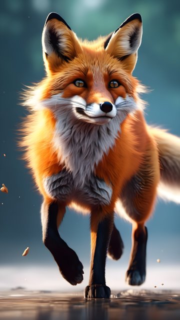 Vibrant Running Fox Mobile Wallpaper