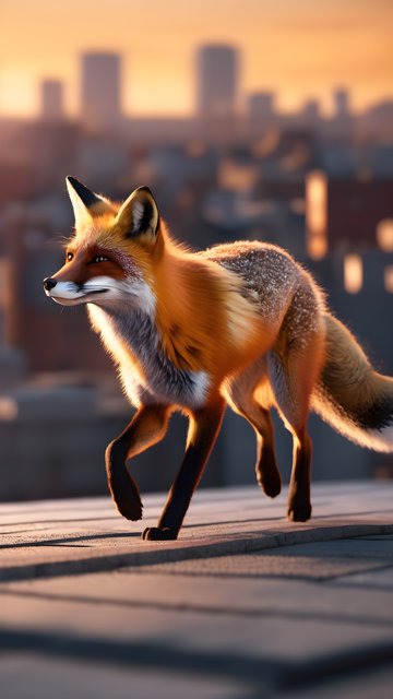 Golden Hour Fox Urban Roamer Wallpaper