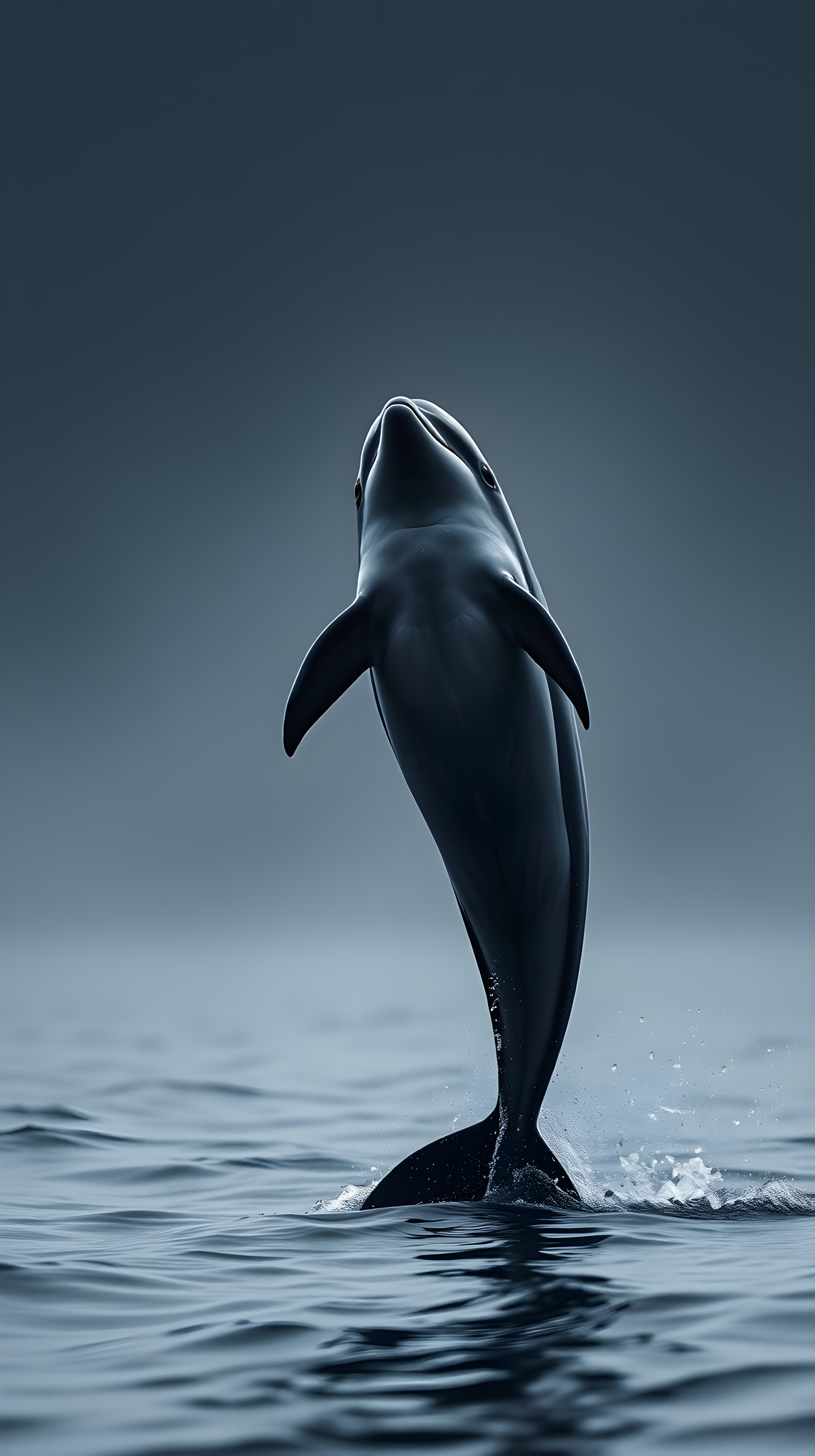 Graceful Jumping Dolphin Minimalist Wallpaper, dolphin, jump, ocean, sea, marine life, monochrome