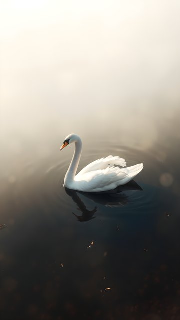 Elegant Swan on Misty Lake Mobile Wallpaper