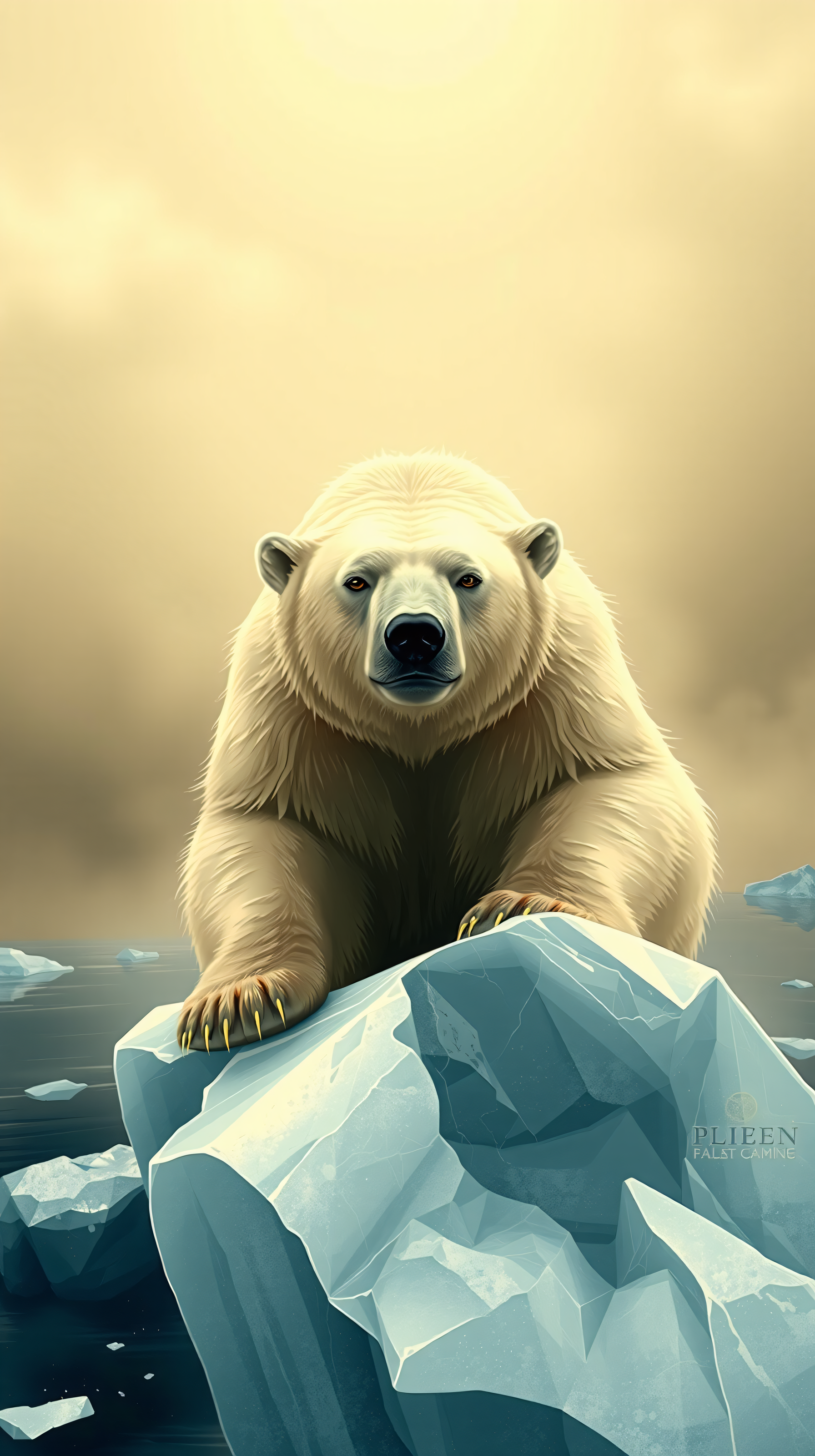 Majestic Polar Bear on Ice Floe Wallpaper, polar bear, arctic, wildlife, ice floe, digital art, nature