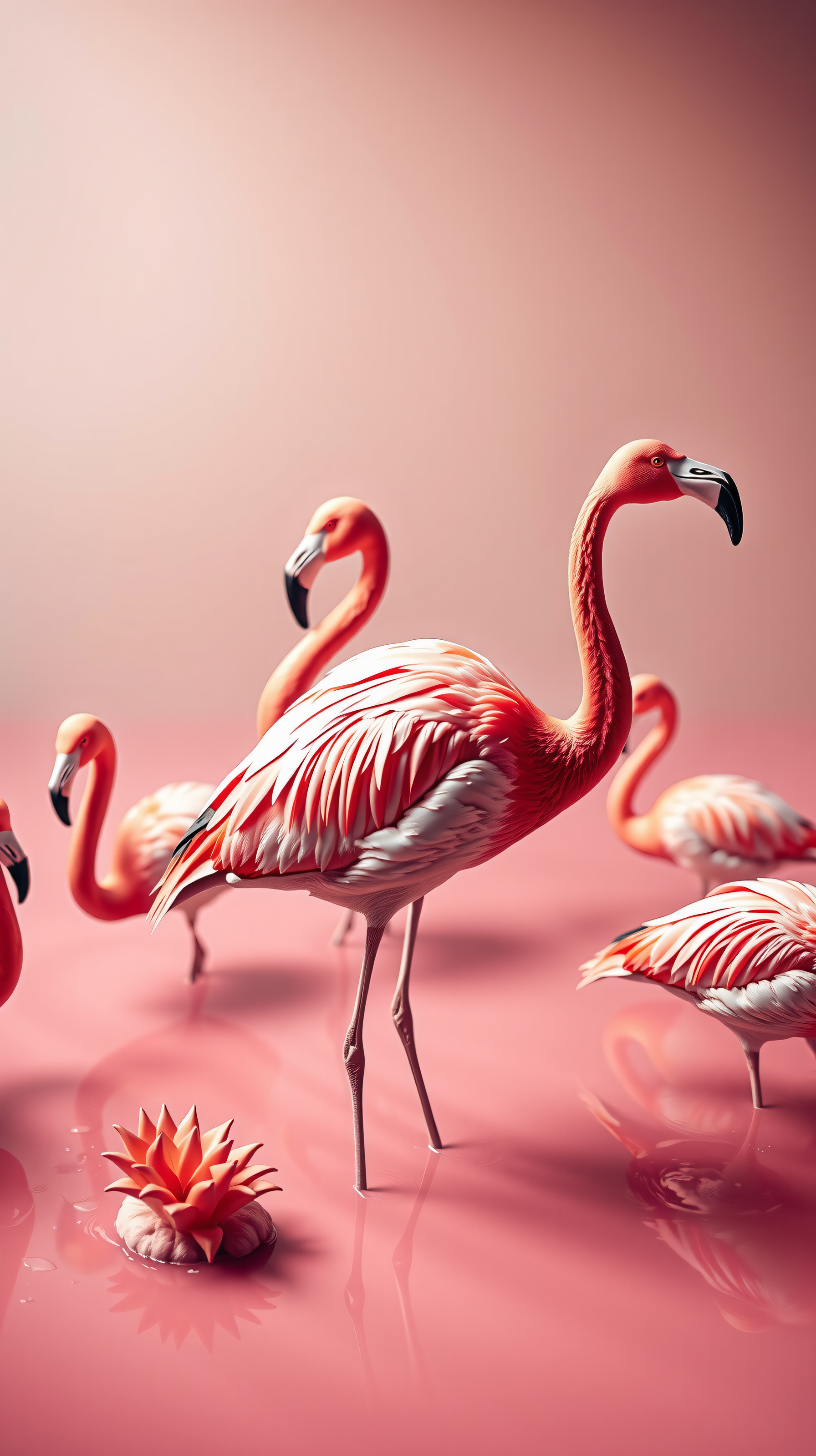 Flamingo Pink Paradise Phone Wallpaper, flamingo, pink, tropical, animal, aesthetic, wallpaper