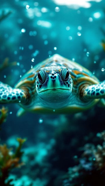 Close-up Underwater Sea Turtle Wallpaper