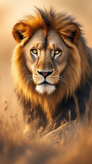 Majestic Lion Portrait in Golden Sunlight