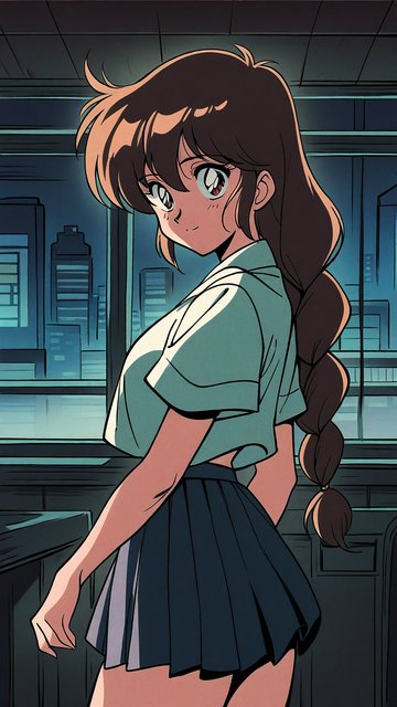 Anime Girl City Night View Aesthetic Wallpaper