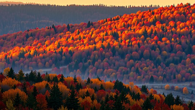 Autumn Forest Golden Hour Sunset Wallpaper