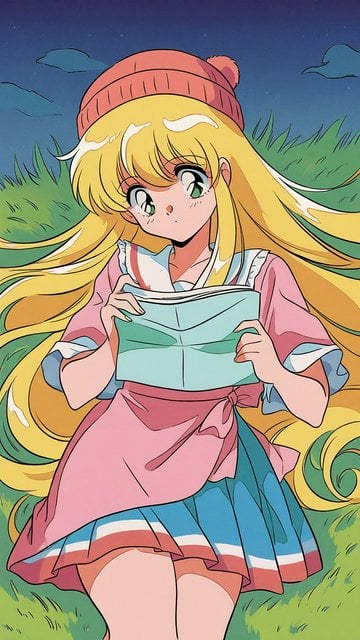 Anime Girl Reading Under Night Sky Wallpaper