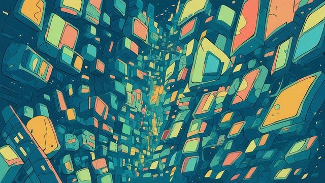 Futuristic Data City Blocks Abstract Wallpaper