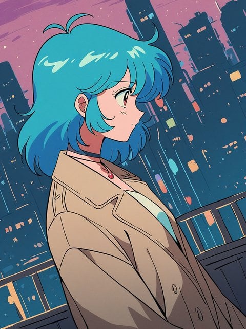 Anime Girl City Night View Aesthetic Wallpaper