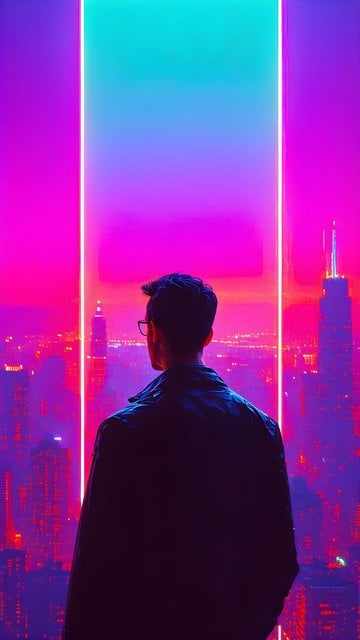 Vibrant Cyberpunk Cityscape Neon Glow Phone Wallpaper