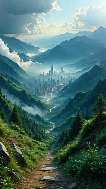 산맥 사이의 미래도시