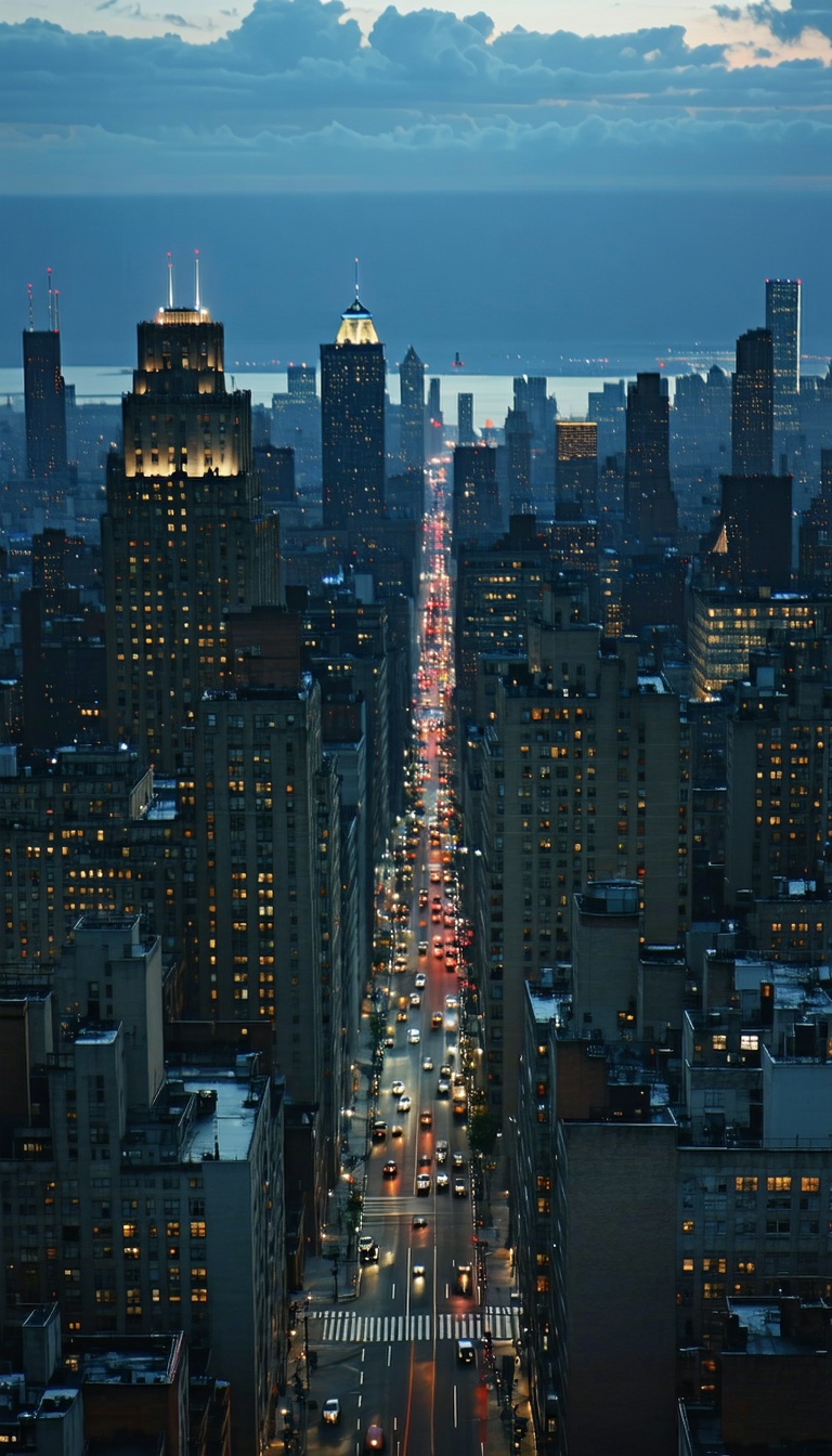 밤의 도시 풍경, 고층 건물과 도로, 도시, 야경, 고층빌딩, 도로, 교통, city