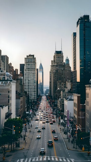 Dynamic City Street Evening Traffic