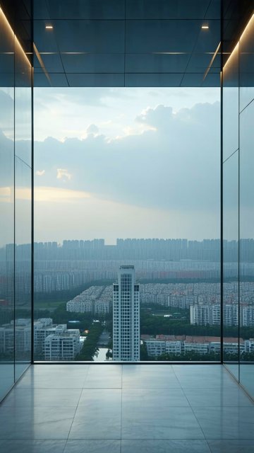 고층 건물에서 바라본 도시 전경