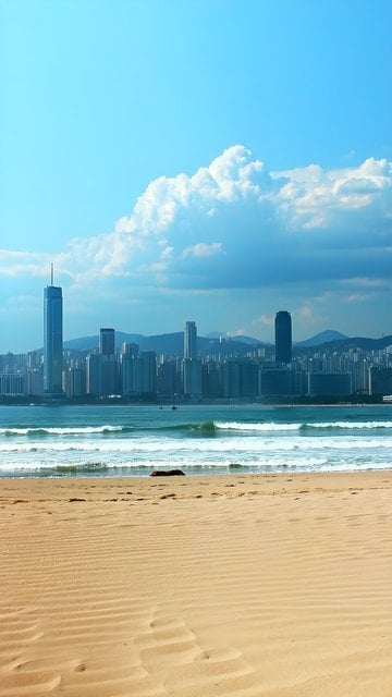 Vibrant City Beach Skyline Mobile Wallpaper