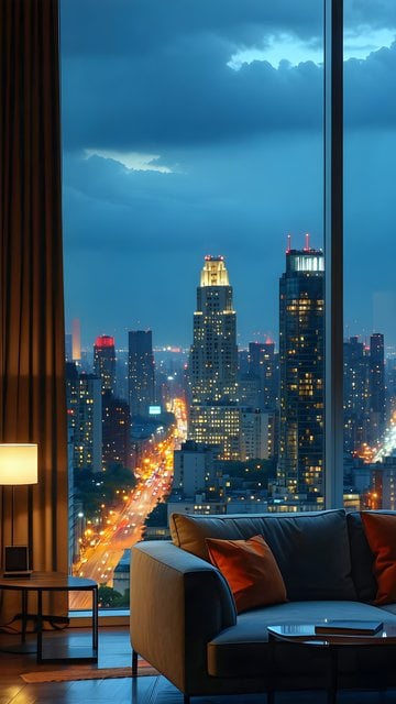 Luxury City Apartment Night View Wallpaper