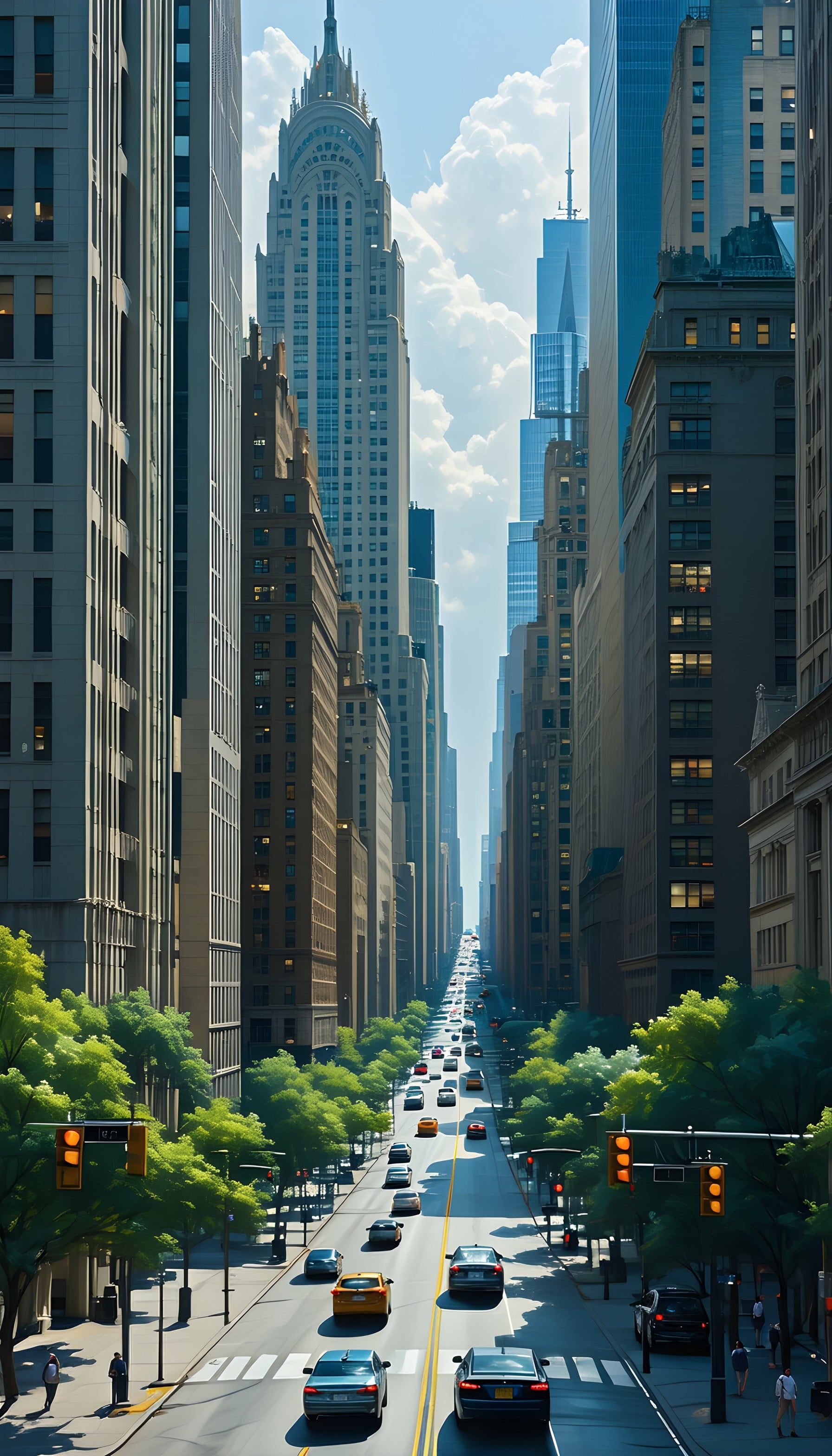 New York City Street Perspective Wallpaper, new york city, nyc, cityscape, skyscrapers, urban, street scene