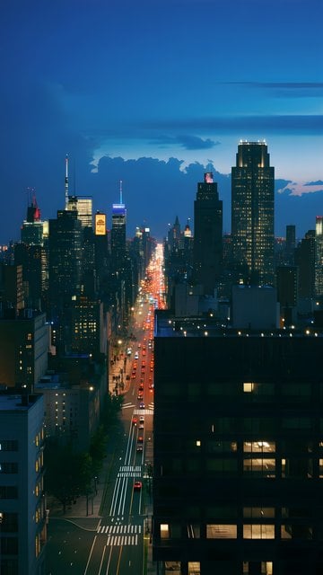 New York City Twilight Street View