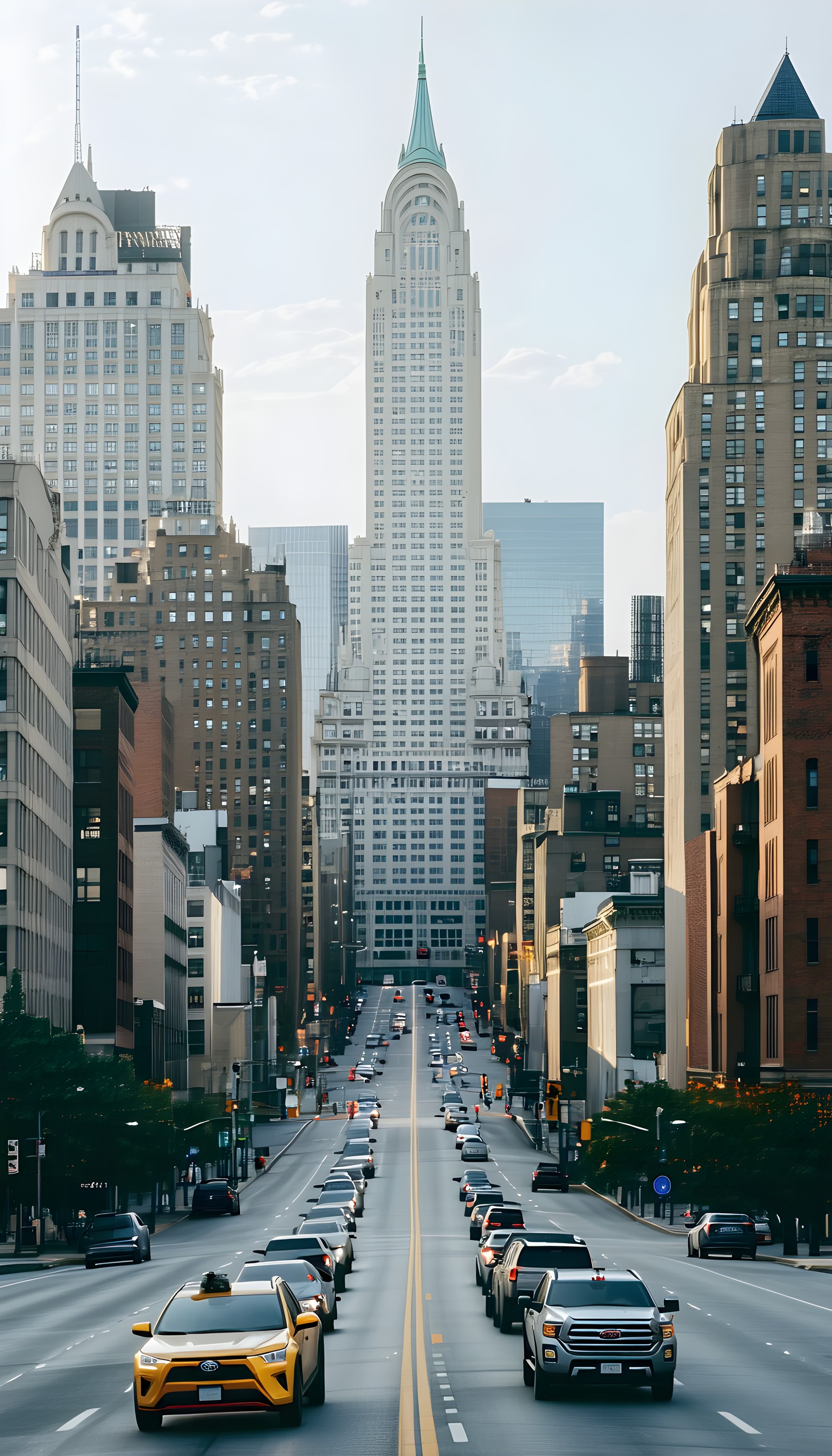 Iconic Chrysler Building Midtown NYC Street View, new york city, nyc, chrysler building, skyscraper, cityscape, urban