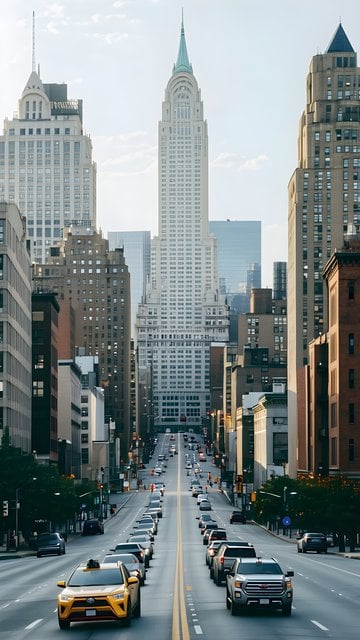 Iconic Chrysler Building Midtown NYC Street View